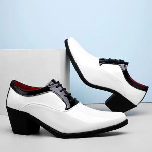 Sapatos homens vestido sapatos moda moda espelho de luxo sapatos de luxo aumentando sapatos de peso 4,5 cm calçados calçados novos clássicos de couro clássico