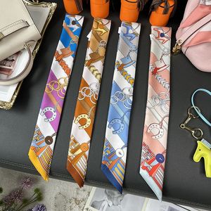 100% silk high quality H scarf twill long thin narrow tie Wrap handle Silk streamer send gifts with hand 240322
