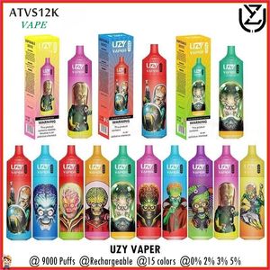 Uzy Vaper da 9000 sbuffi vapori usa e getta a maglie luci RGB ricaricabili ricaricabili E sigarette da 18 ml di baccello 650 mAh batteria 15 colori sforna 9k