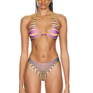 Women's Swimwear Split Printed Sexy Bikini Fashion With Chest Pad No Steel Bra Swimsuit 2024 Casual Bikinis Set Swim