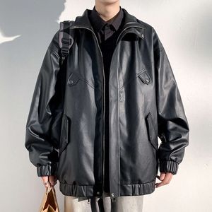 Mens Outerwear Mens Spring and Autumn Leather Jacket New Popular Korean Slim Fit Thin Pu Clothing