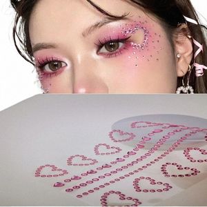 new Music Party Face Jewels Makeup Eyes 3D DIY Pink Love Heart Stickers Festival Accories Body Art Stickers 48bz#