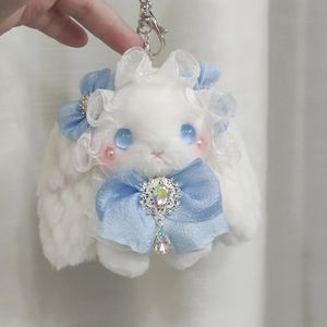 Simpatico ciondolo a forma di coniglio fatto a mano con fiocco di coniglio Lolita, regalo carino per ragazze, portachiavi originale 240315