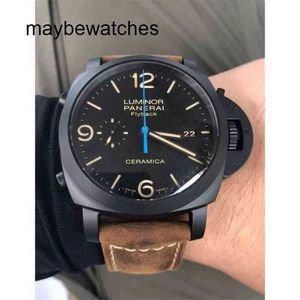 Panerai Men vs Factory Top Quality Automatic Watch s.900 Automatisk Watch Top Clone Storlek 44mm Cowhide Strap Model PAM00580 Märkesdesigners handled