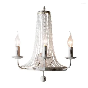 Wall Lamps French Sconces Light Vintage White Crystal Bead Lighting Fixtures Retro/antique In Bedroom Foyer