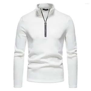 Camisolas masculinas primavera outono com zíper camisola cor sólida gola alta camisolas pulôver gola alta de malha superior sweatwear