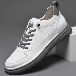 SCARPE Italia di alta qualità All White Men's Leather Casual Shoes Aumenta semplice Sneaker Nero Pure Sneaker traspiranti Scarpe di lusso