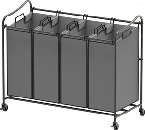 Laundry Bags SimpleHouseware 4-Bag Heavy Duty Sorter Rolling Cart Dark Grey