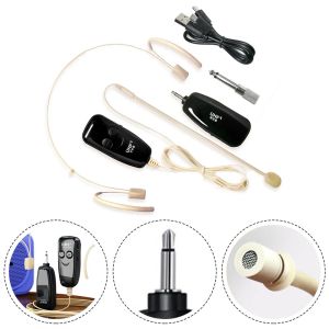 Microfones sem fio fone de ouvido microfone uhf headmounted microfone sem fio transmissor receptor tour ensinar amplificadores para ensino ao vivo