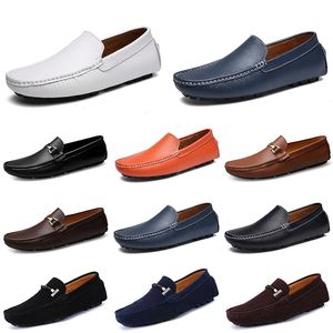 Designer-Leder-Doudou-Freizeitschuhe für Herren, atmungsaktiv, weiche Sohle, hellbraun, Schwarz, Marineblau, Weiß, Blau, Silber, Gelb, Grau, flache Herrenschuhe, All-Match-Lazy-Schuh A066