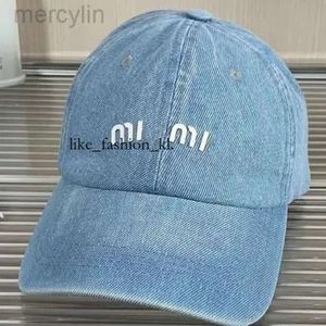 miumiubag cap Designer Hat Casquette Water Washing Denim Blue Baseball Cap With Curved Brim 518 miumiubag cap