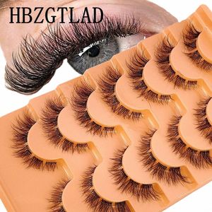 7 Pares Clear Band Cat Eye Eyeles 3D Natural False Les Fluffy Soft Cross Manga Les Wi Eyel Extensi Maquiagem Cilia B9Pq #