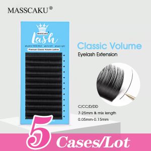 속눈썹 Masscaku Fast Ship 5Cases/Lot 12Lines 클래식 볼륨 속눈썹 확장 천연 합성 밍크 개별 속눈썹 공급