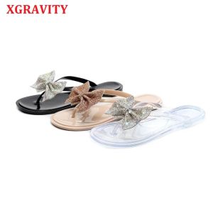 Sandaler Xgravity Jelly Shoes Beach Ladies Crystal Summer Farterfly Shoes Women Flip Flops Woman Slippers Girl Sandals Ladies Shoes B055