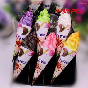 Decorative Flowers 1/3/5PCS 18cm Simulation Ice Cream Fake Cone Pu With Paper Hopper Po Props Dessert Decor For Mall Window Display