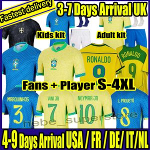 2024 Brazils Soccer Jersey NEYMAR JR Brasil CASEMIRO National Team G.JESUS Men Kids L.PAQUETA VINI JR Football Shirt Uniform and Retro 1998 2002 Ronaldinho RONALDO