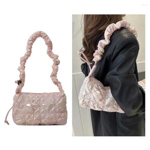 Bolsas de ombro mulheres para baixo hobo saco versátil nuvem plissado cordão acolchoado crossbody menina elegante bolsa