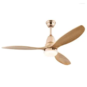 Luxury Solid Wood Lamp Rose Gold Lights Frequency Conversion Navy Blue Ceiling Fan With Light Dining Room