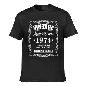 Мужские футболки Мужские рубашки женские на заказ на день рождения 45-летие идеи подарков для персонализированного винтажа 1974 года в идеальном возрасте
