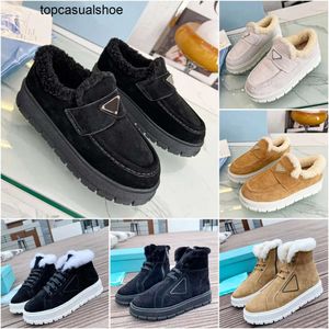 Pradoity Winter Pada Booties Prax Cylinder praddas Designer High Women Nylon Wool Warm Suede Lace-up Bootie Snow Boots Fashion High-quality Casual Leather Padded