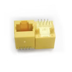 50 pçs/lote RJ45 8P8C Fêmea Jack Soquete Conector Plástico Amarelo-Cor Vertical-Tipo Para Rede Internet Modular