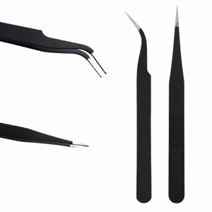 50 teile/los Schwarz Edelstahl Pinzette Set Falsche Nagel Tipps Eyel Extensi Clip Nagel Rhineste Picker Maniküre Make-Up Werkzeuge n6w7 #