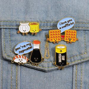 Du är min Sogate Emalj Pin Custom Fun Social Battery I Love You Waffle Lot Lapel Brosch Badges Pun Smyckespresent till bästa vän