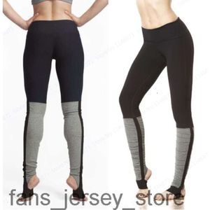 Calça de estribo de yoga, ajuste seco, super elástico, skinny, fitness, academia, corrida, cintura alta, leggings esportivas, emenda cinza, preto