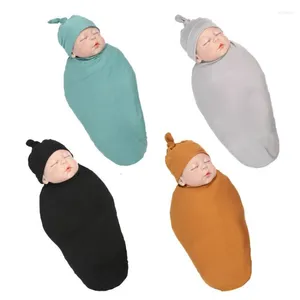 Cobertores 1 conjunto nascido swaddle envoltório com chapéu algodão bebê infantil recebendo cobertor cama dos desenhos animados saco de dormir bonito para 0-6 meses