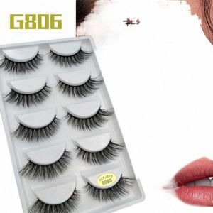 3/5 paia Fluffy Mink Faux Eyeles Extensi G8 Series 3D Les Natural Thick Eyel Eye all'ingrosso Les Fornitura per trucchi p3LO #