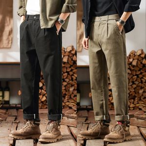 Hiqor calças casuais masculinas primavera em algodão clássico negócios stretch calças retas masculinas carga y2k roupas de marca 240320