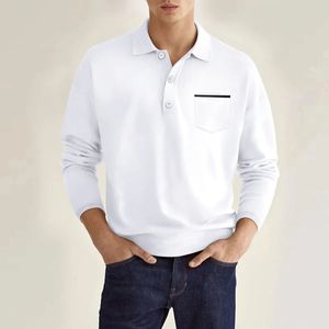 Europa i jesienna koszula polo jesienne z długim rękawem i Lapel Mens Sports Polo Shirt 240318