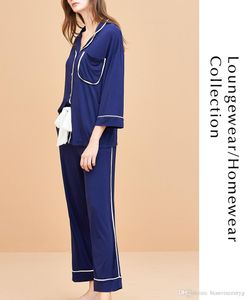 2020 Home Service Female Modal Pajamas Suit European and American Women's Spring and Summer Autumn sleeved Pajamas 002