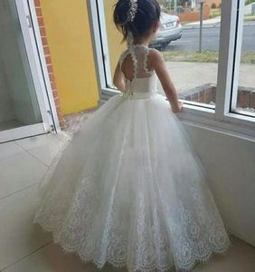 Girl Dresses Classic White Tulle Flower Dress For Wedding Lace Ball Gown First Holy Communion