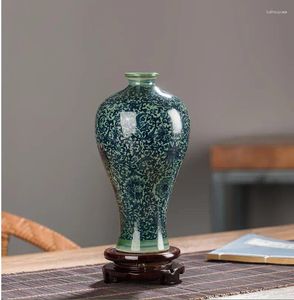 Vasos chineses jingdezhen azul flor branca antigo vaso de cerâmica casa sala de estar mobiliário artesanato loja el estatuetas decoração