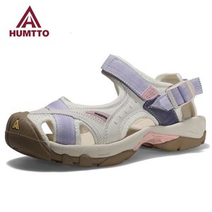 humtto Quick Dry Women Sandals 고급 디자이너 가죽 블랙 비치 여성 샌들 여름 여성이 아닌 여성용 캐주얼 신발 240320