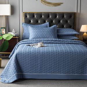 Luxury Solid Color Quilted Polyester/Cotton Bed Skirt Bedspread Quilt Set 1/3PCS Coverlet Bed Cover Pillowcases Blanket #/L 240314