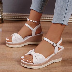Klädskor 2024 Sexig romersk öppen tå tjock sula kil kvinnors sandaler sommar mode casual elegant höga klackar nr: 536