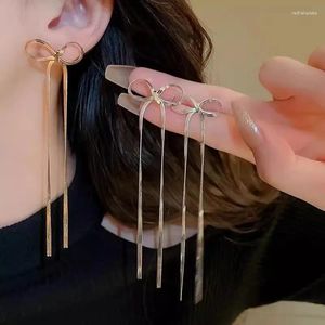 Stud Earrings Premium Feel Flat Snake Bone Chain Bow Spring 2024 Simple Sweet Cool Butterfly Fashionable Ear Accessories