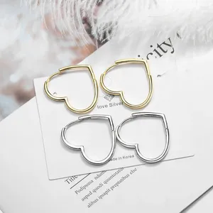 Hoop Earrings Real 925 Sterling Silver Fashion Minimalist Love Heart Pendant For Women Wedding Party Jewelry DA951