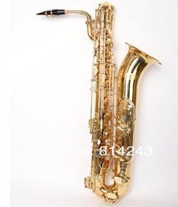 MARGEWATE Baritonsaxophon, Markenqualität, Messingkorpus, Goldlack-Saxophon mit Koffer, Mundstück und Zubehör 5350630