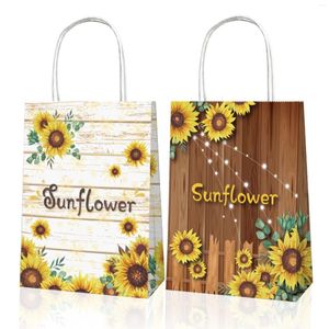 Gift Wrap BD068 12Pcs Baby Spring Sunflower Happy Birthday Party Portable Packing Paper Tote Bags Wedding Shower Supplies
