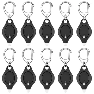 Nyckelringar 10 Pack Mini Keychain Ultra Bright LED Key Ring Light Torch Black