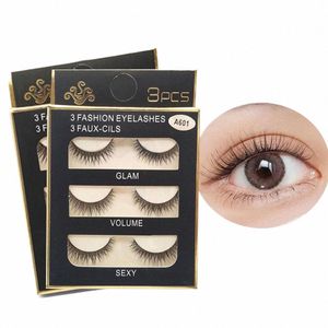 3 пары глаз для женщин, натуральные 3D накладные глаза ручной работы, макияж, искусственные глаза, Les Faux Cils, инструменты для макияжа, красота, Y6L5 008L #