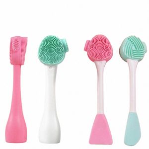 double Head Face Cleansing Brush Silice Face Massage Brush Exfoliating Facial Cleanser Skin Care Tool Massager Dropship o9nh#