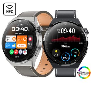 2022 relógios NFC Smart Watch for AMOLED 390*390 Bluetooth CHARE CARENT BLOOCE Oxigênio Monitor Men Smartwatch para Huawei Xiaomi+Assistência da caixa