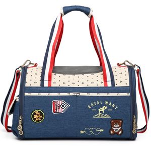 YUEXUAN Designer Tote Bag Large Handbags Wallet Purse Fashion Canvas Blue Printing Shoulder Crossbody Luxury Breathable Portable Pet Dog Carrier Women Wholesale