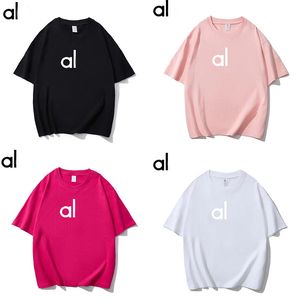 AL WOMEN YOGA OUTFIT完璧な特大のシャツセーター半袖トップフィットネストレーニングクルーネックブラウスレディースレディースショーツスリーブTシャツ