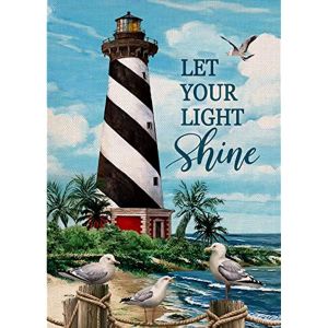 Tillbehör Let Your Light Shine Summer Beach Coastal Lighthouse Decorative Garden Flag, Ocean Beach Yard Outside Decorations Outdoor Decor