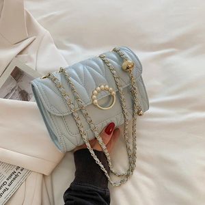 Torby na ramię 2024 Vintage Mała kwadratowa torba dla kobiet Pearl Dekorat Ladies Tote torebki Modna Kobieta Crossbody